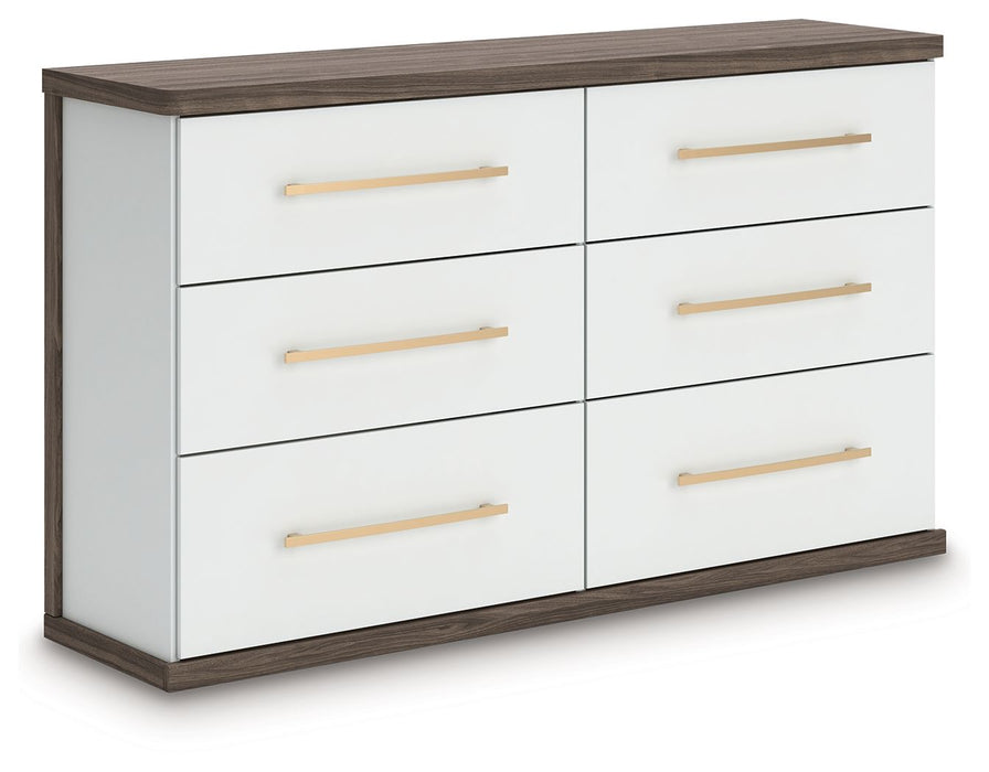 Kendanport - Brown / White - Six Drawer Dresser