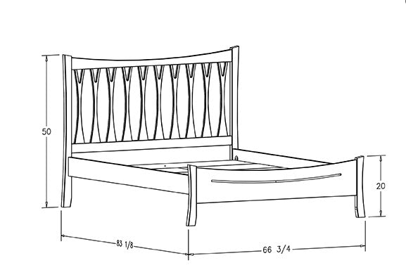 Colchester Walnut Wishbone Bed Low Footboard by 802 Furniture
