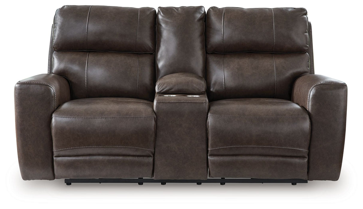 Crossplex - Smoke - Power Recline Loveseat / Console / Adjustable Headrest