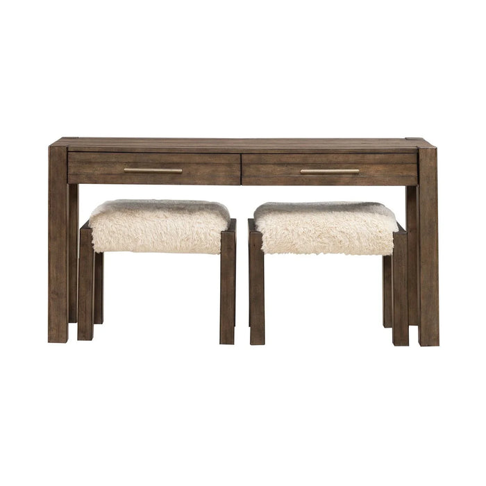 Broadmore - 3 Piece Table Set (1 Console Table 2 Console Stools) - Brown