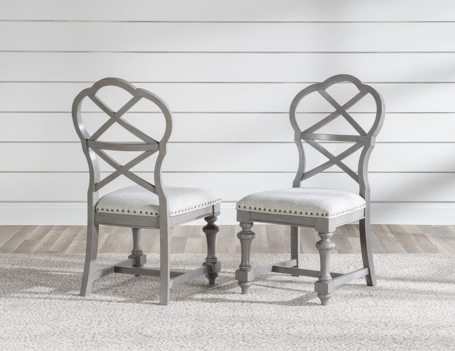 Kingston - X Back Side Chair (Set of 2) - Sandalwood Brown / Tweed Gray