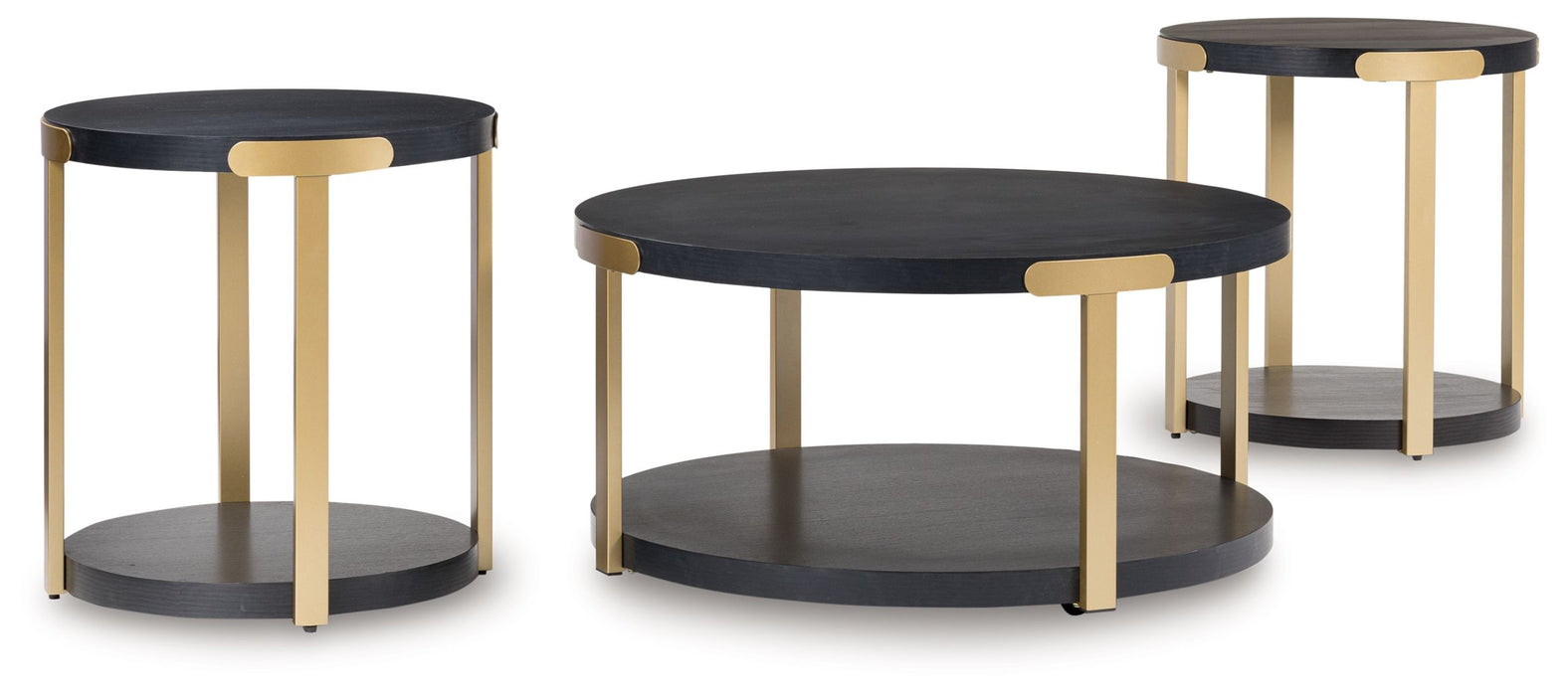 Shylore - Black / Brass Finish - Occasional Table Set (Set of 3)
