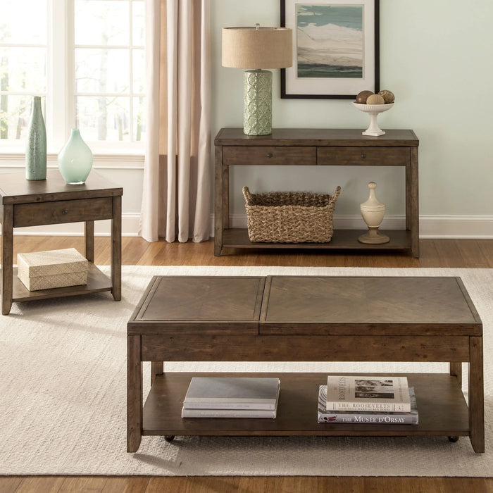 Mitchell - 3 Piece Table Set (1 Cocktail 2 End Tables) - Dark Brown