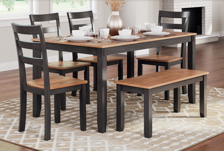 Gesthaven Dining Table w/ 4 Chairs & 1 Bench