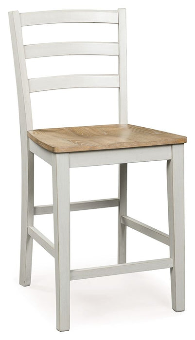 Purlaney - Antique White / Natural - Barstool (Set of 2)