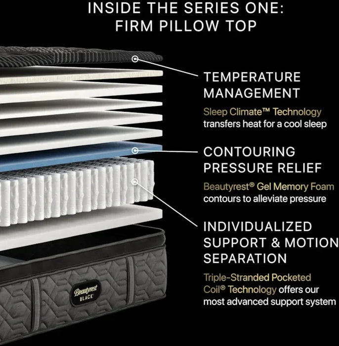 Black Series One 14.25" Firm Pillow Top Mattress by Beautyrest