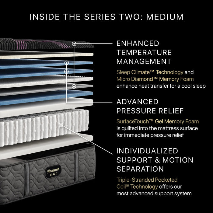 Black Series Two 15.5" Medium Mattress by Beautyrest