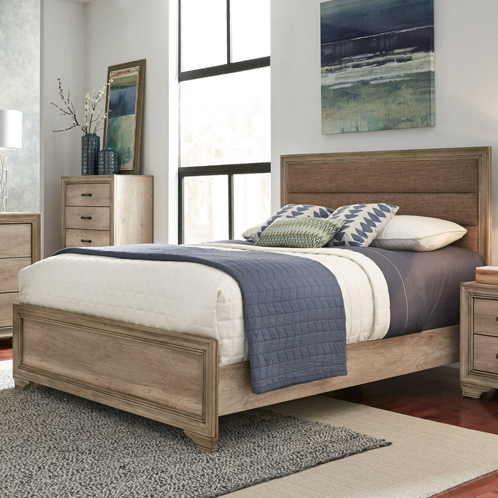Sun Valley - King Upholstered Panel Headboard & Footboard - Light Brown
