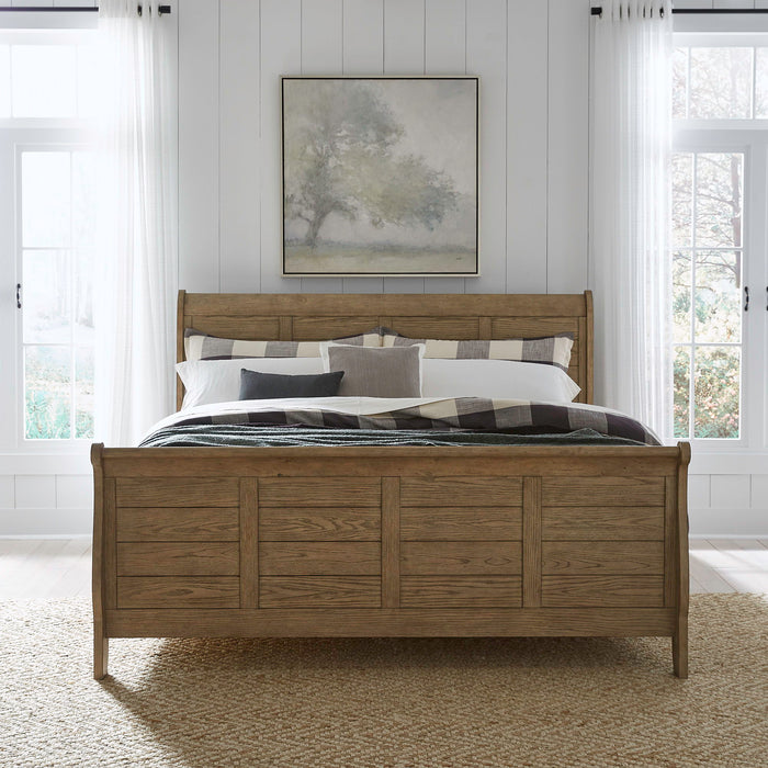 Grandpas Cabin - King Sleigh Headboard & Footboard (RTA) - Light Brown