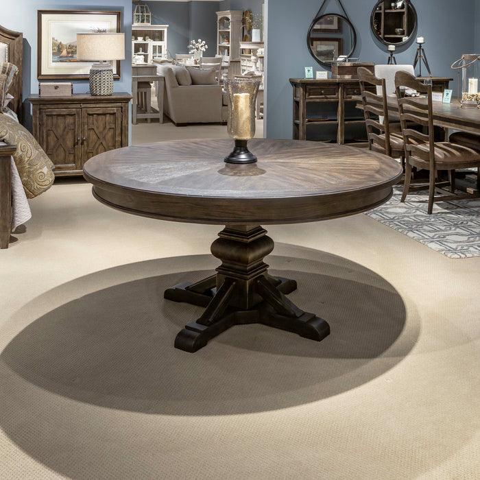 Paradise Valley - Round Pedestal Table Top - Dark Brown