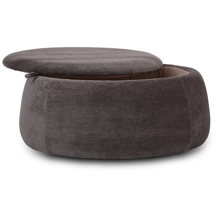 Contemporary Upholstered Round Ottoman with Hidden Storage by La-Z-Boy