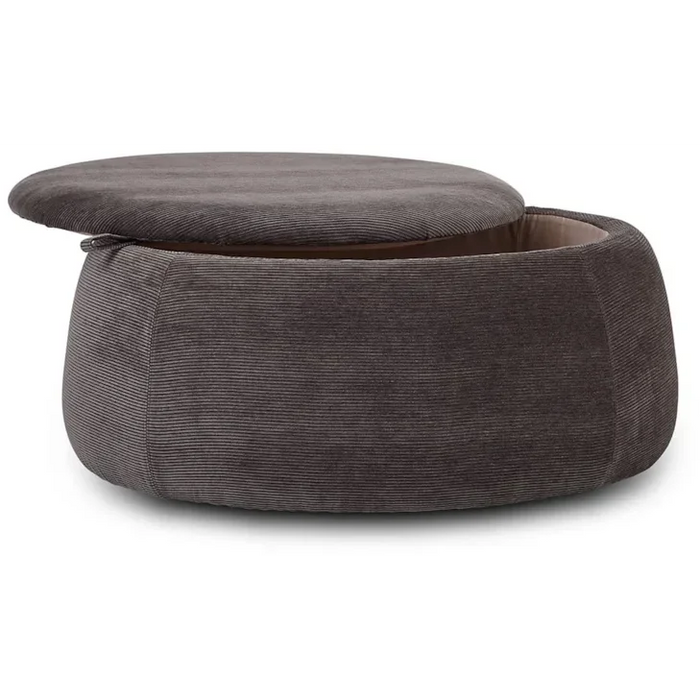 Contemporary Upholstered Round Ottoman with Hidden Storage by La-Z-Boy