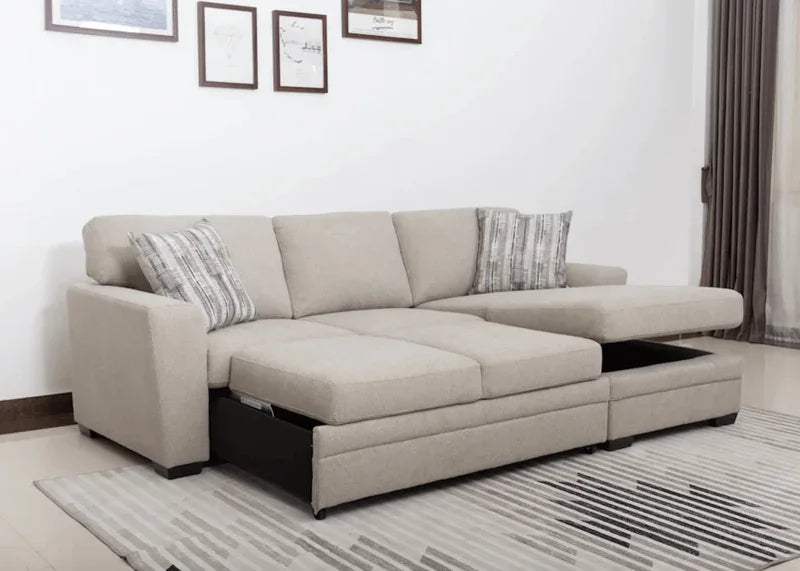 2-Piece Chaise Sectional with Pullout Loveseat & Storage by Warehouse M