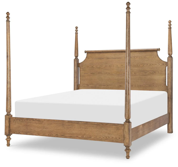 Vintage Market - High Low Poster Footboard Queen With 4 Slats - Barnwood Oak