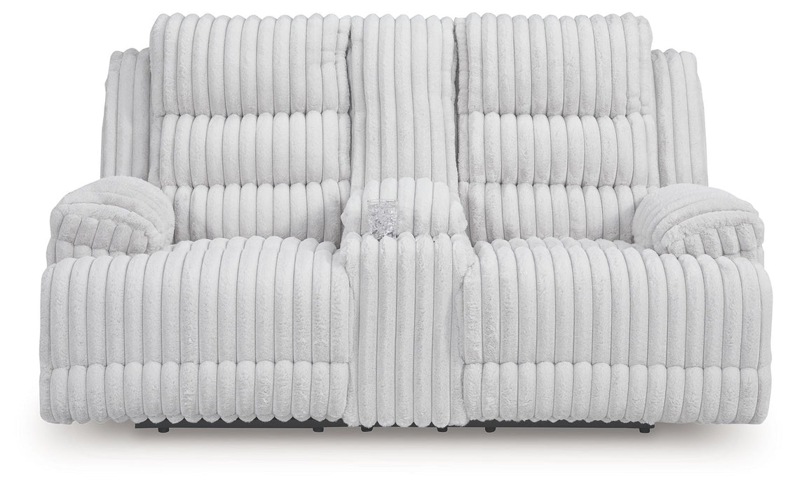 Rhines Falls - Alloy - Double Reclining Power Loveseat With Console