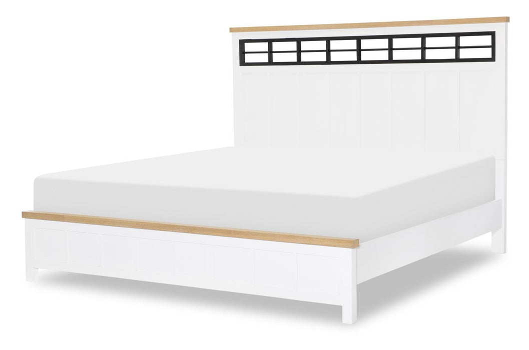 Horizons - King Panel Headboard - Pure White / Natural Oak