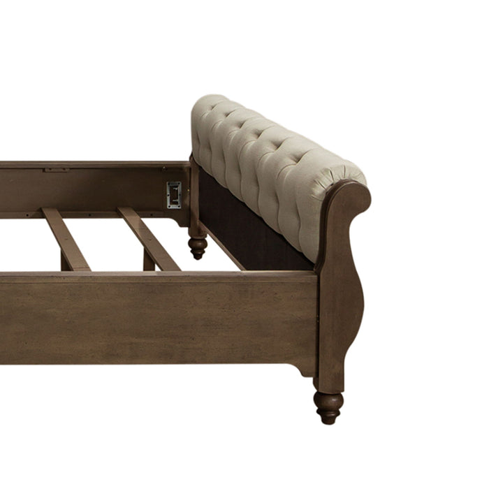 Americana Farmhouse - Queen Upholstered Sleigh Footboard - Light Brown
