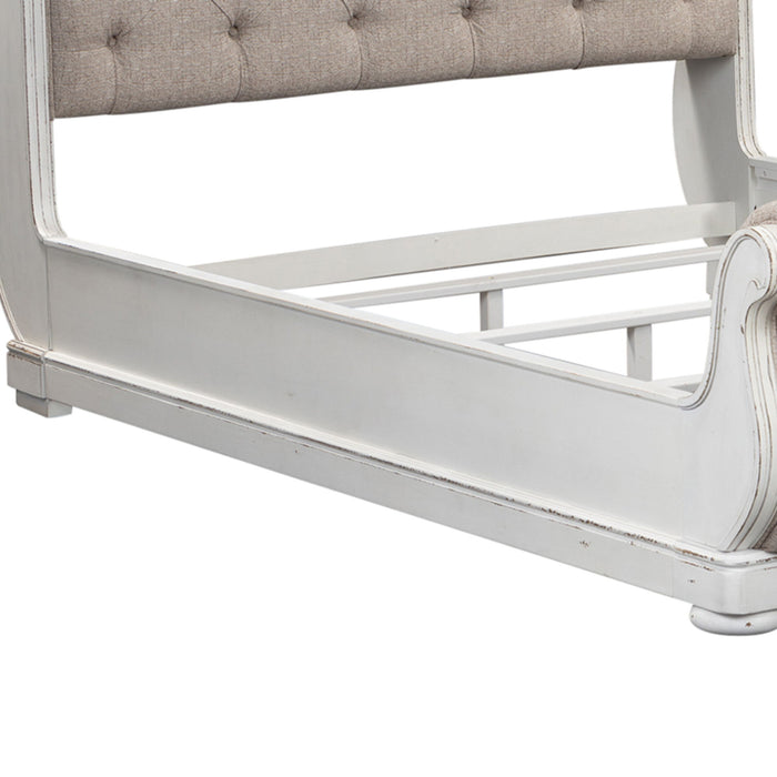 Magnolia Manor - California King Upholstered Sleigh Bed Rails - White