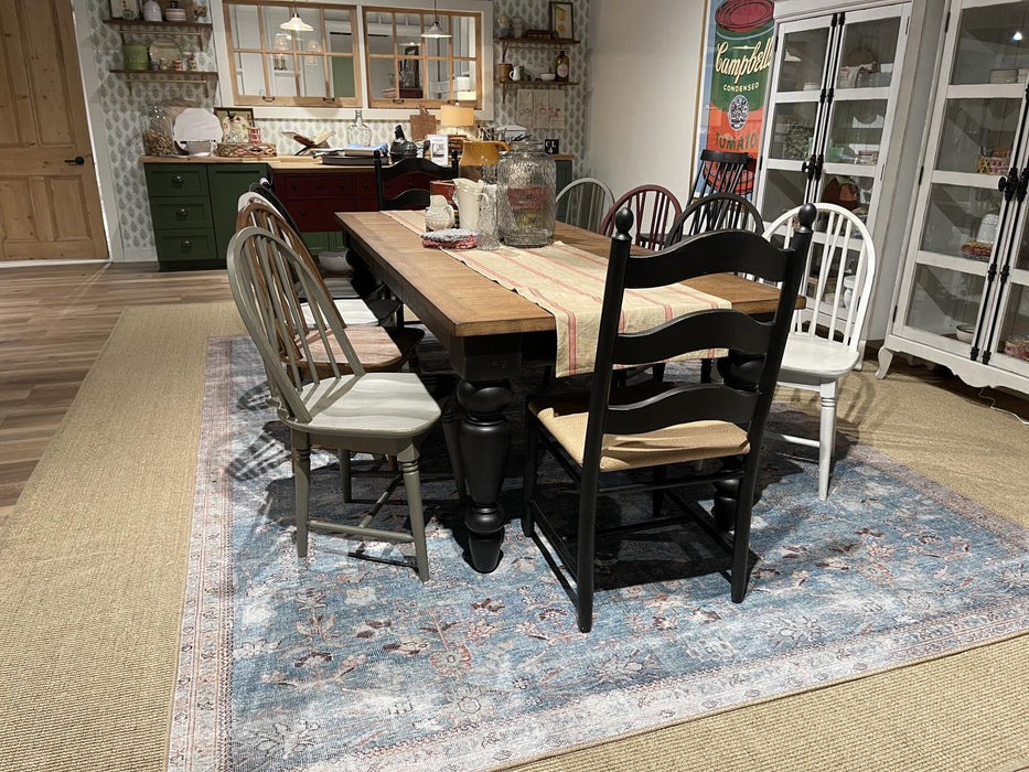 Vintage Market - Round Dining Table Top - Barnwood Oak And Kettle Black