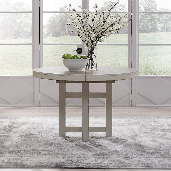 Backroads - Pedestal Table Top - Weathered White & Parchment