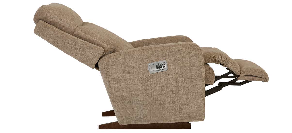 La-Z-Boy Finley 10U747 power rocking recliner with headrest, reclined dimensions diagram