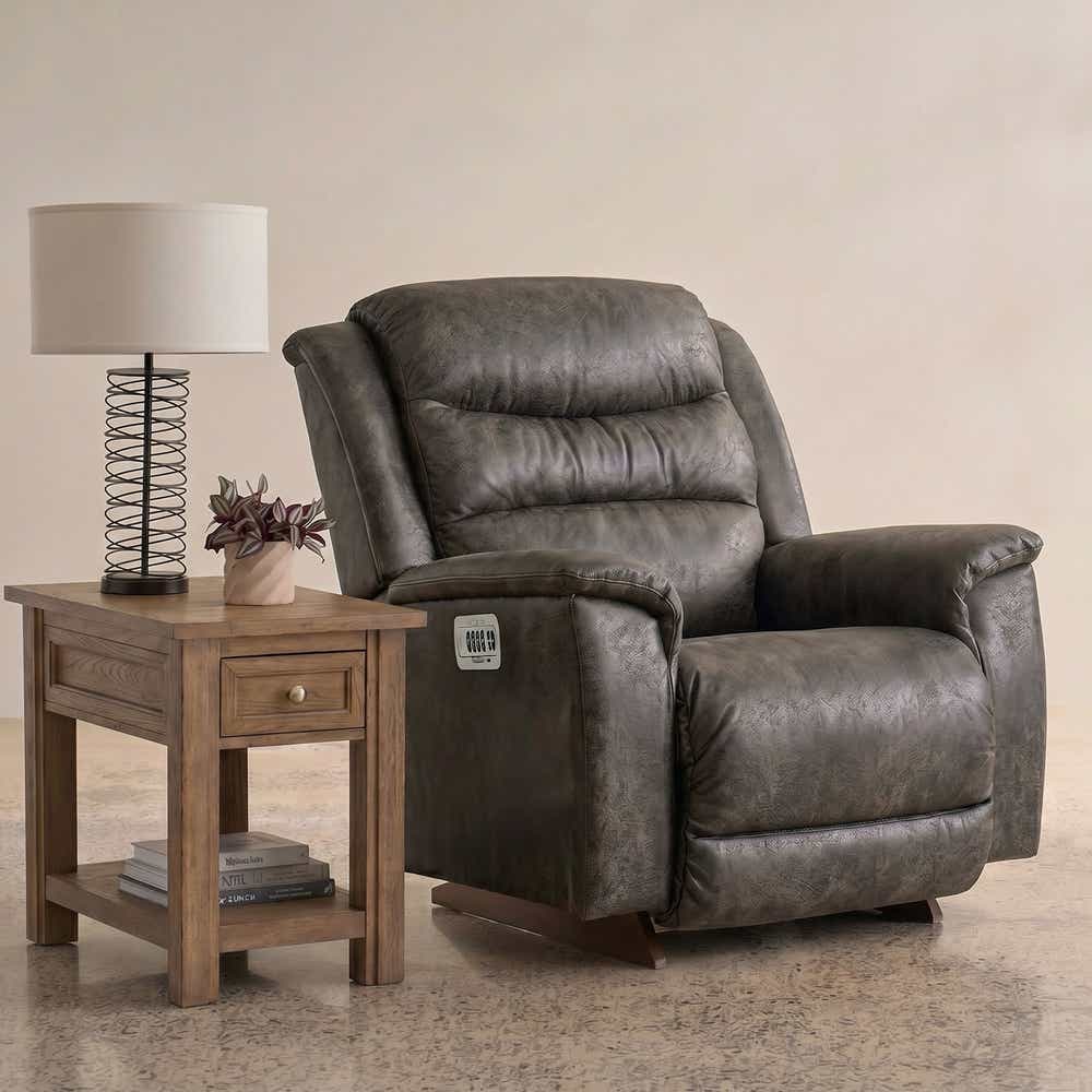 Redwood Power Rocking Recliner w/ Headrest Lumbar — Charcoal — i-Outlier D160454 view 2