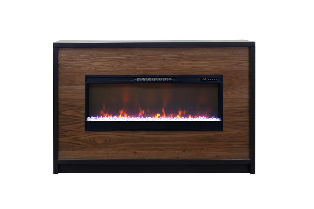 Aria - 62" Fireplace Mantel - Black / Walnut