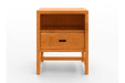 Wooden nightstand with a drawer on a white background
