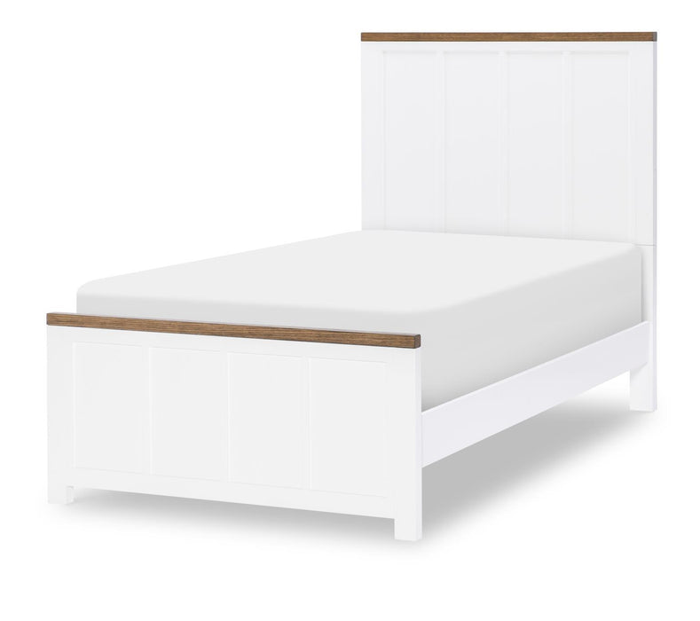 Dutton - Twin Panel Footboard With Slat Roll - Natural White / Toasted Coconut