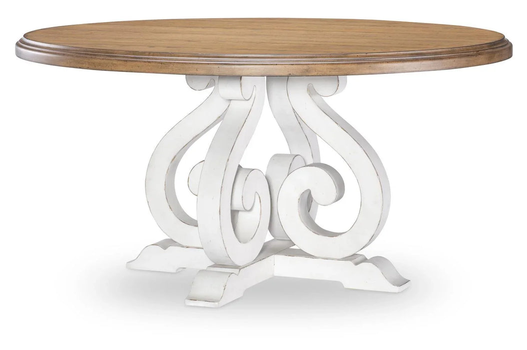 Vintage Market - Round Dining Table - Barnwood Oak And Picket Fence