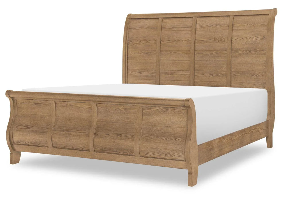Vintage Market - Sleigh Footboard Queen With 4 Slats - Barnwood Oak