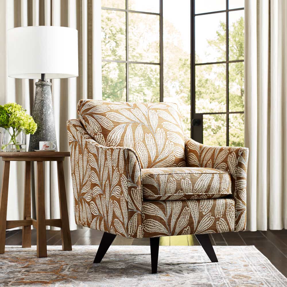 Reegan Swivel Chair with Wood Legs and Premier ComfortCore Cushion — Burgundy — Seamount B153808 view 2
