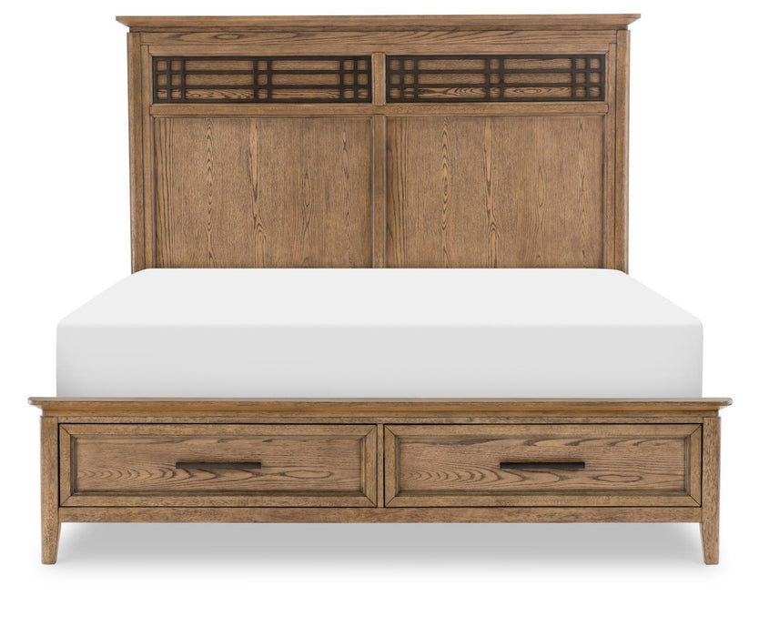 Beacon Hill - Queen Complete Panel Bed With Storage Footboard - Dusted Barley