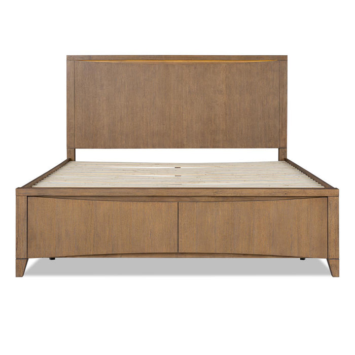 Horizons - Complete Panel Bed With Storage Footboard - Tweed