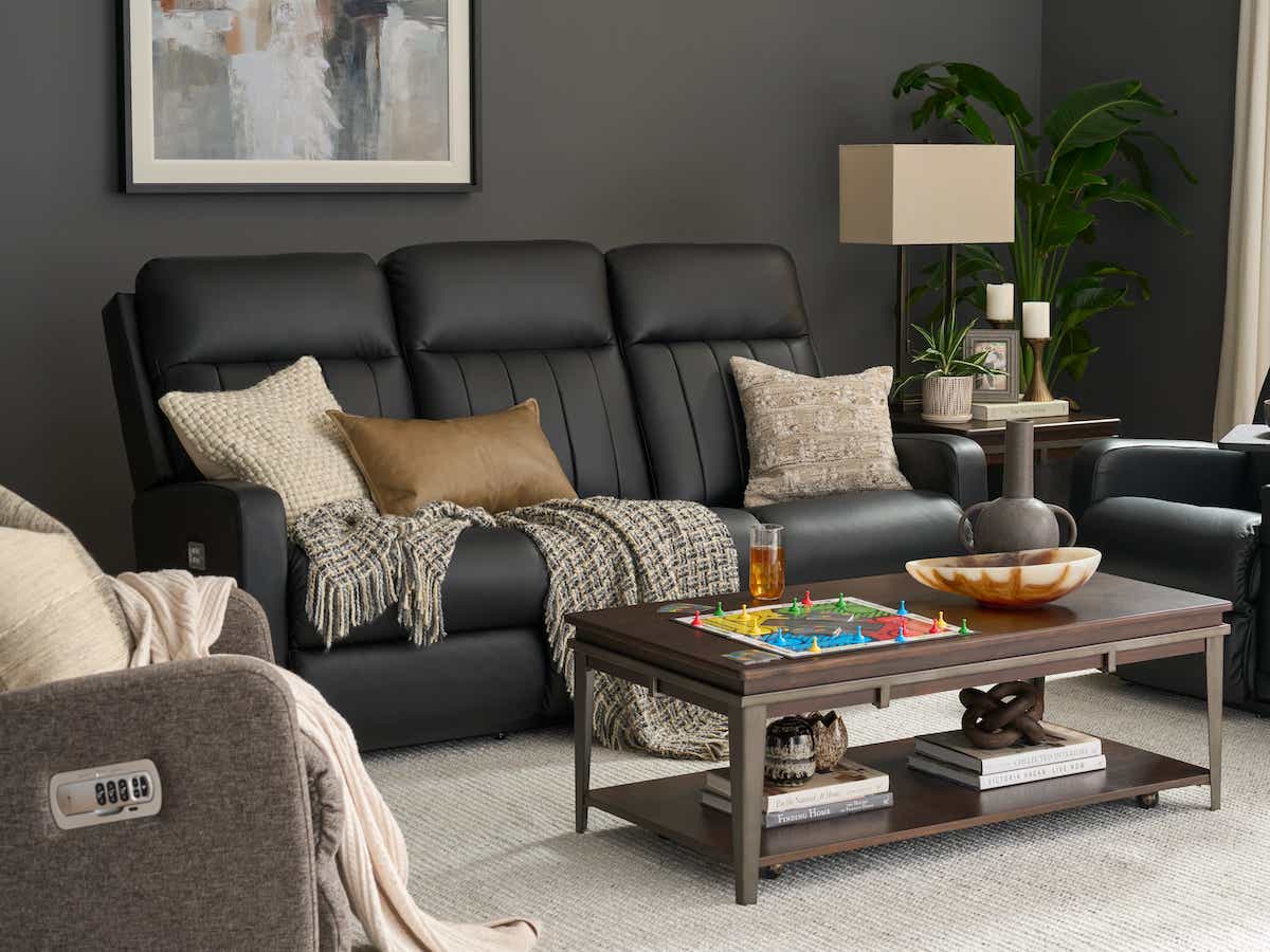 La-Z-Boy Finley power wall reclining sofa with headrest, feature view