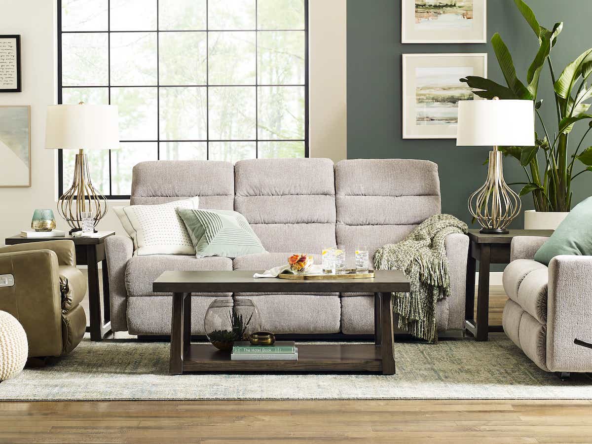 La-Z-Boy Liam power wall reclining sofa with headrest and lumbar, feature view