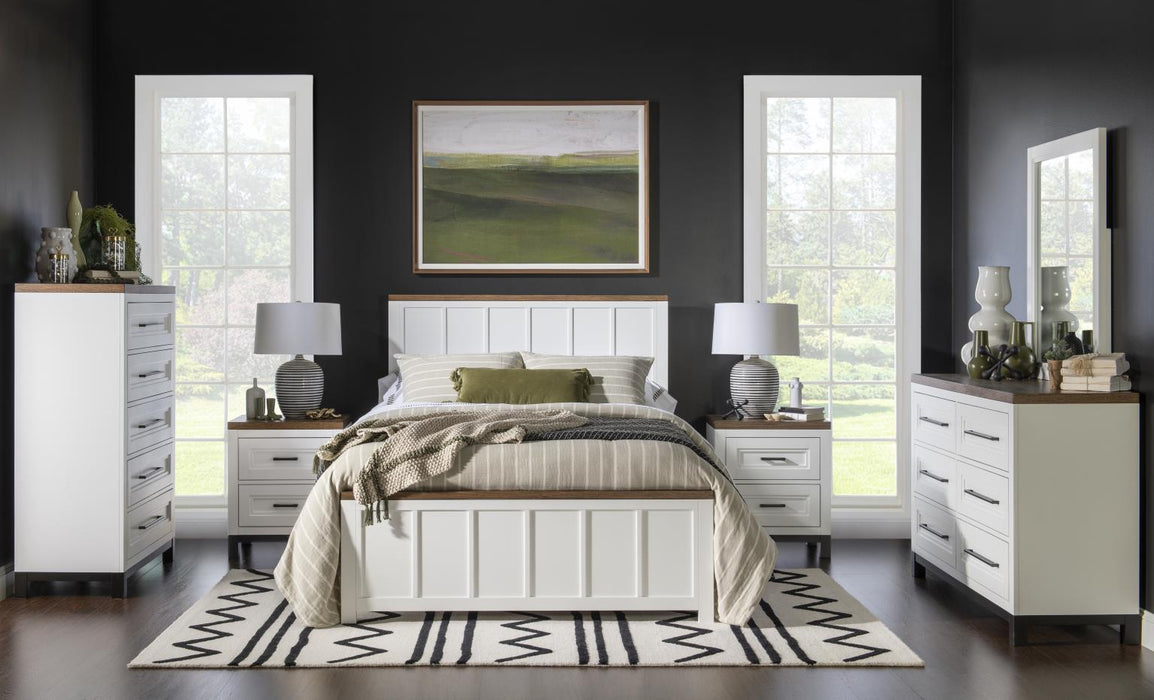 Dutton - Twin Panel Footboard With Slat Roll - Natural White / Toasted Coconut