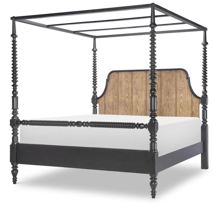 Vintage Market - King Bobbin Canopy - Barnwood Oak And Kettle Black