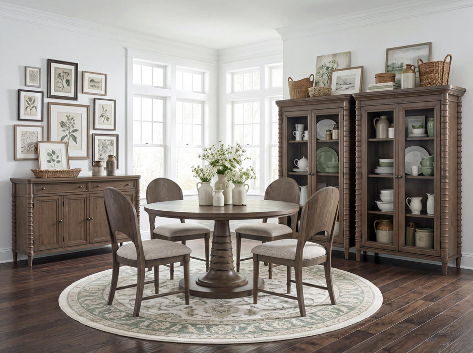 Seraphina - Complete Round Dining Table - Midnight Oak