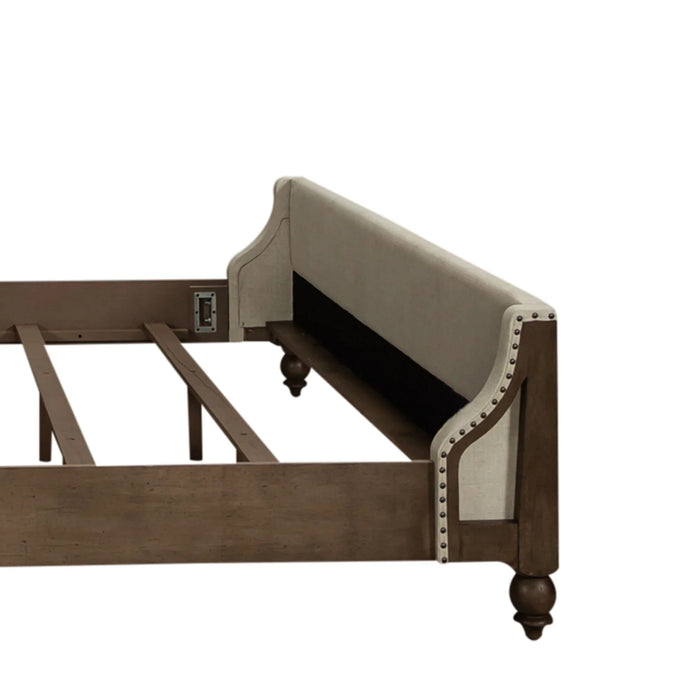 Americana Farmhouse - Queen Upholstered Shelter Footboard - Light Brown