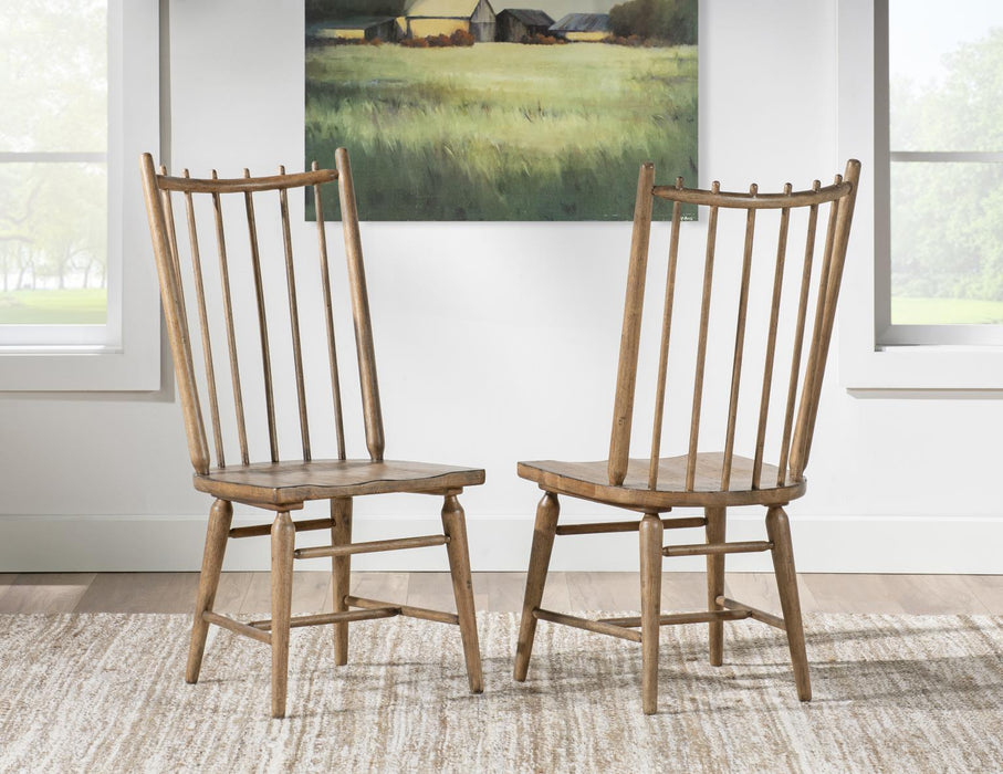 Vintage Market - Spindle Back Side Chair (Set of 2) - Barnwood Oak