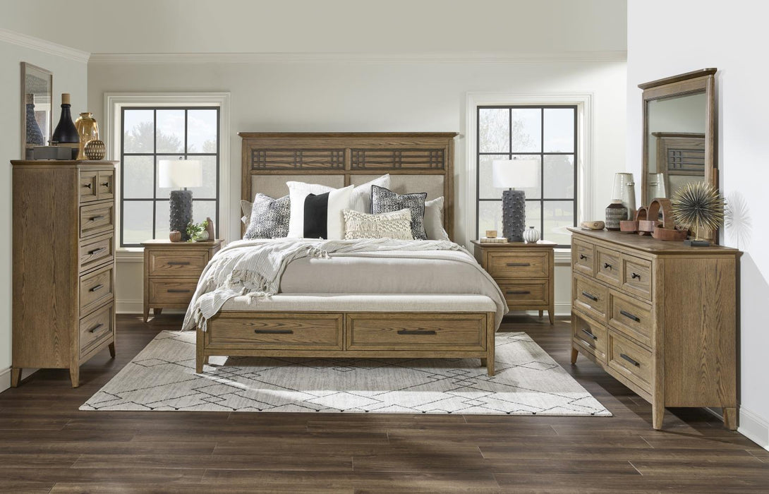 Beacon Hill - Queen Complete Panel Bed With Storage Footboard - Dusted Barley