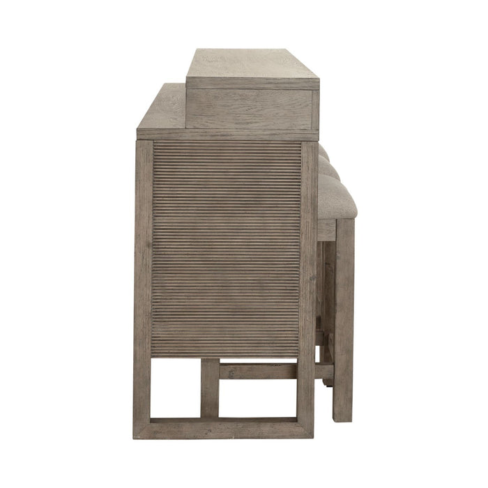 Bartlett Field - 4 Piece Living Room Set (Console Bar Table & 3 Console Stools) - Dusty Taupe