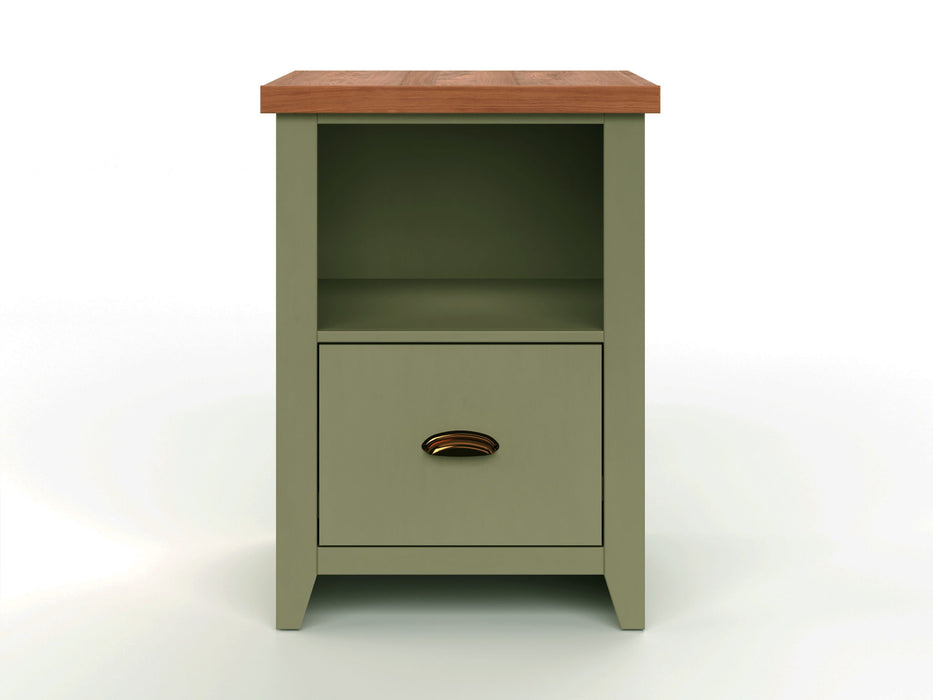 Vineyard - One Drawer File Cabinet - Sage Green / Fruitwood