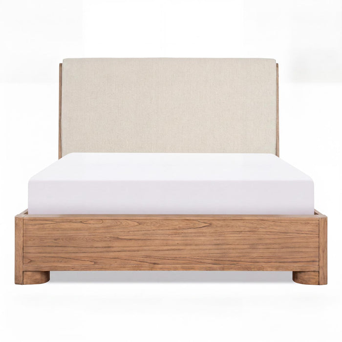 Alden - Queen Upholstered Shelter Headboard - Stonewashed