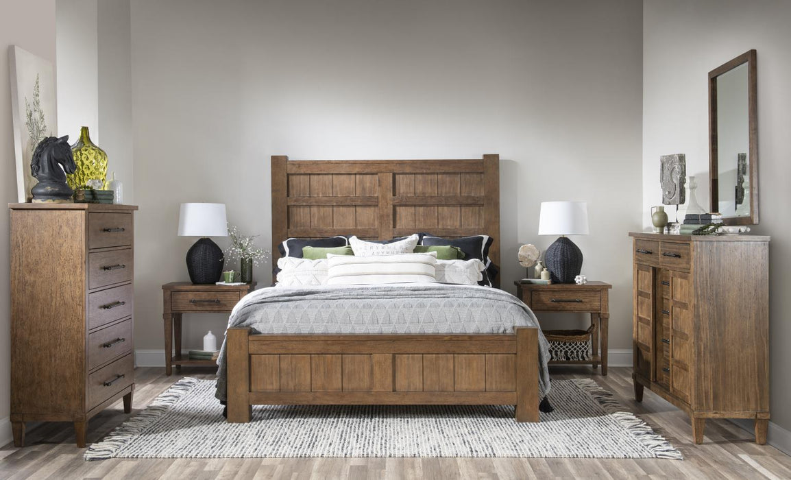 Artisan's Place - King Upholstered Headboard - Vintage Pine Ironwood