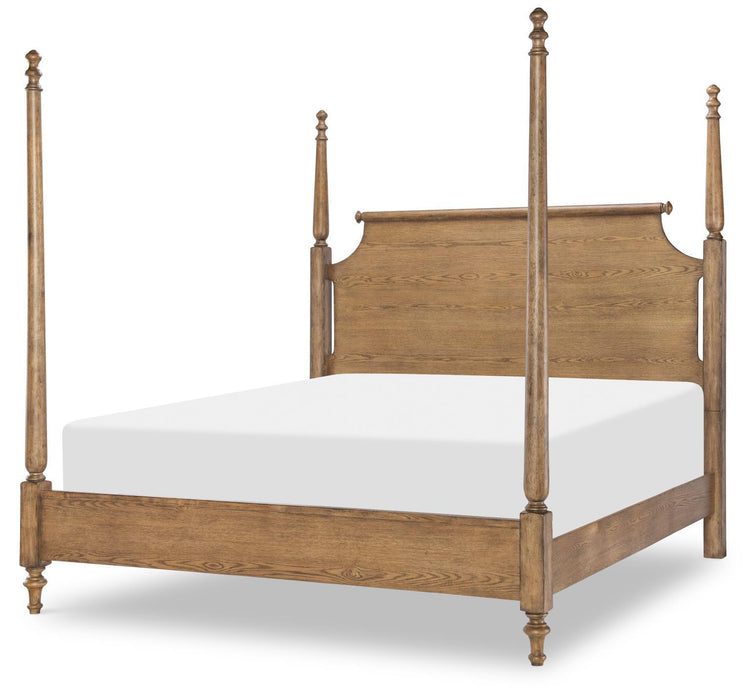Vintage Market - High Low Poster Footboard Queen With 4 Slats - Barnwood Oak