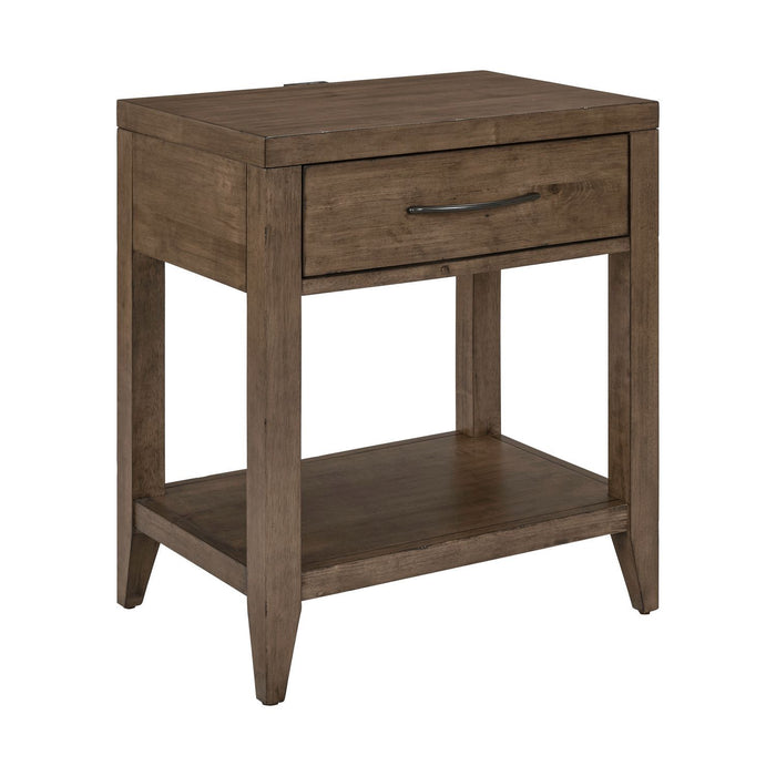Shaker Lakes - Open Nightstand With Charging Station - Brown