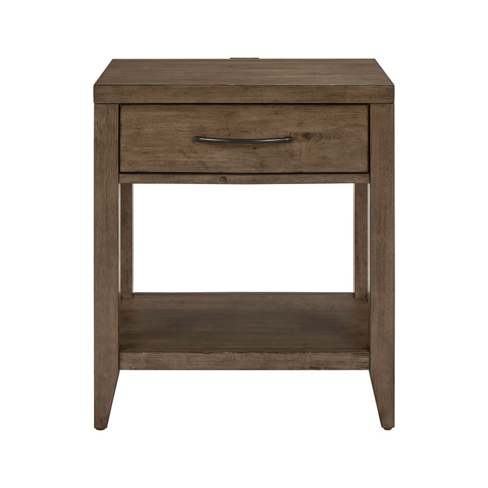 Shaker Lakes - Open Nightstand With Charging Station - Brown