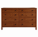 Addison Eight Drawer Dresser — Oak wood reference; selected finish may differ